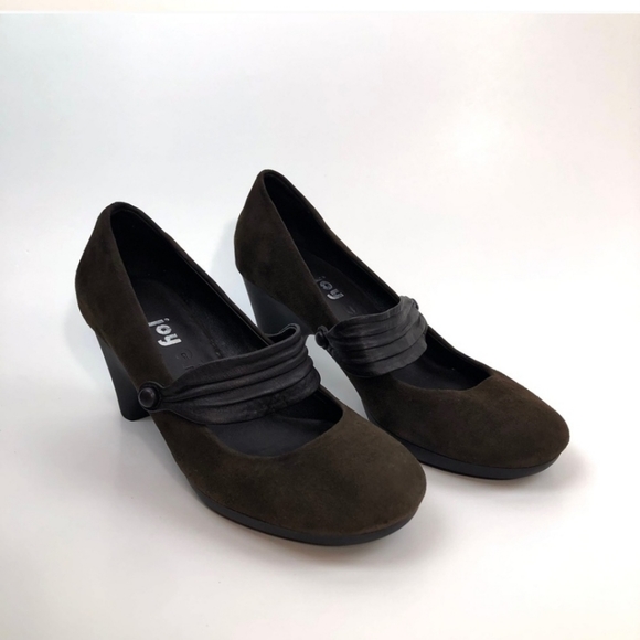 Anthropologie Joy Chen Brown Suede and Leather Mary Jane Pumps - Picture 2 of 6